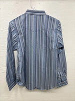 New Kids ELY Classic Blue Stripe Long Sleeve Button Up Large CC-85