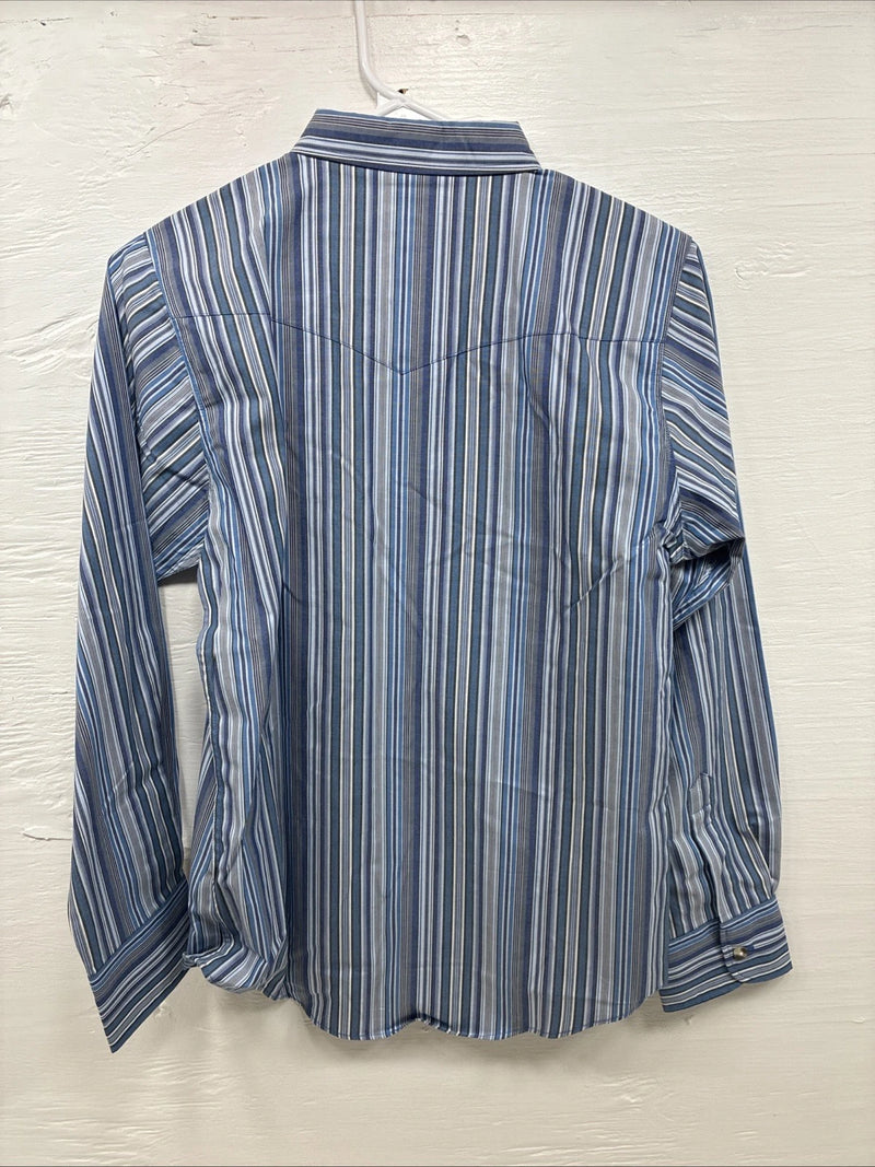 New Kids ELY Classic Blue Stripe Long Sleeve Button Up Large CC-85