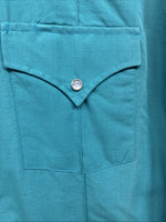 New Men’s ELY Cattleman Teal Western Long Sleeve Pearl Snap 16.5 X 35 Large T-59
