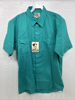 New Men’s ELY Cattleman Teal Short Sleeve Pearl Snap 16 Large AA-109