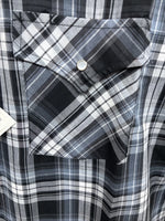 New Men’s ELY Cattleman Grey Black Short Sleeve Pearl Snap 3XL E-40