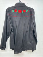 New Women’s Country Charmers Black Rose Long Sleeve Pearl Snap XL II-59