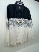 New Women’s White Black Cumberland Outfitters Long Sleeve Button Up M 3B-85