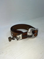 New Brown Genuine Leather Nocona Silver Pendant 40” Belt #N3431502 Z-102