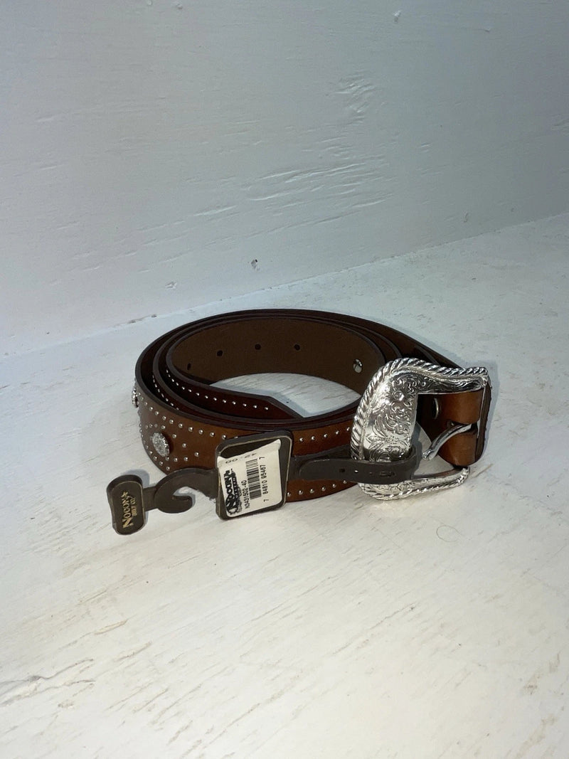 New Brown Genuine Leather Nocona Silver Pendant 40” Belt #N3431502 Z-102