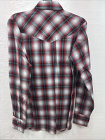 New Kids ELY Cattleman Red plaid Long Sleeve Pearl Snap Size 14 DD-41