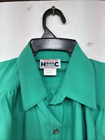 New Women’s H Bar C Green Long Sleeve Button Up Size 38 MM-88