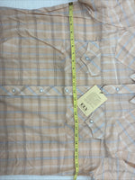 New Men’s ELY Cattleman Orange Plaid Short Sleeve Pearl Snap Large X-28