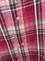 New Women’s Cumberland Pink Plaid Long Sleeve Pearl Snap Medium LL-1