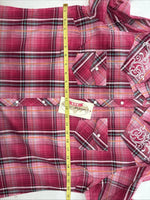 New Women’s Cumberland Pink Designed Long Sleeve Pearl Snap XL GG-30