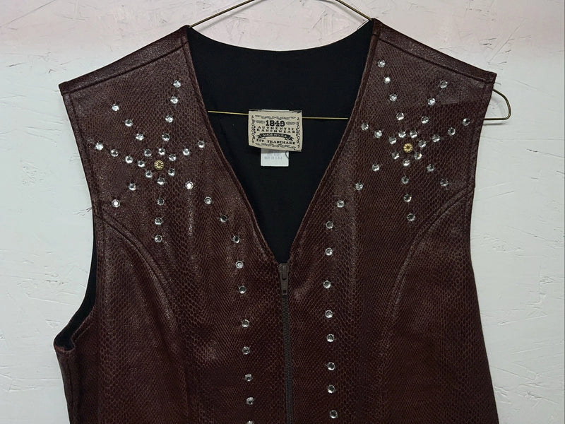 New Women’s 1849 Authentic Ranchwear Brown Snakeskin Show Vest Medium H-604