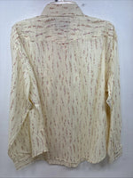 New Women’s White Horse Yellow Floral Long Sleeve Pearl Snap Size XL YY-46 
