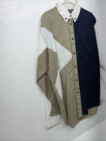 New Men’s Blue Tan Cowboy Threads Long Sleeve Button Up Shirt. Large S-26