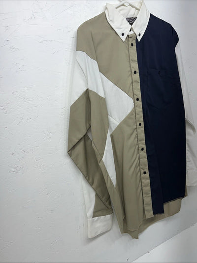 New Men’s Blue Tan Cowboy Threads Long Sleeve Button Up Shirt. Large S-26