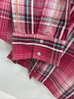 New Women’s Cumberland Pink Plaid Long Sleeve Pearl Snap Medium DD-24