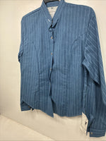 New Women’s Cowboy Threads Blue Stripe Long Sleeve Button Up Size Small KK-57