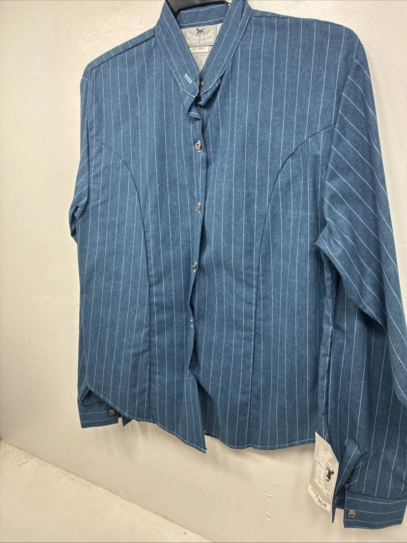 New Women’s Cowboy Threads Blue Stripe Long Sleeve Button Up Size Small KK-57