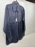 New Men’s White Horse Navy Blue Stripe Long Sleeve Pearl Snap 2XL F-96