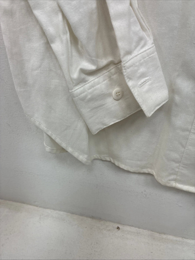 New Women’s San Angelo White Designed Long Sleeve Button Up Medium YY-105