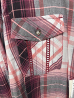 New Women’s Cumberland Pink Plaid Long Sleeve Pearl Snap XL GG-66