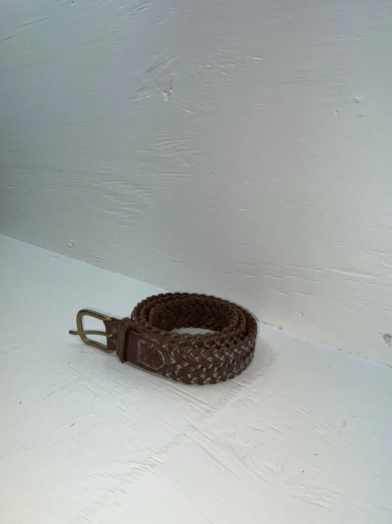 New Brown Genuine Leather Braided 34” Belt Z-129