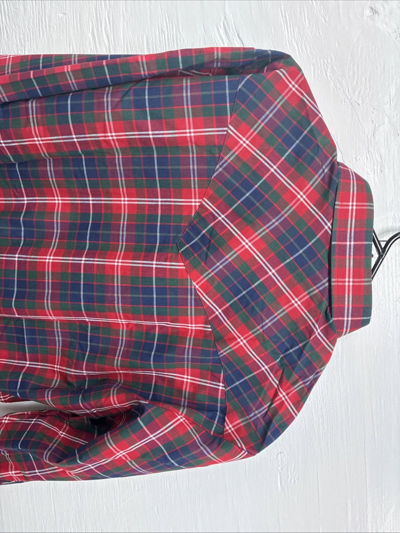 New Men’s ELY Plains Red Plaid Long Sleeve Pearl Snap 16  X 34 Large M-34
