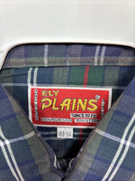 New Men’s ELY Plains Green Blue Plaid Long Sleeve Pearl Snap 16.5 Large Q-85