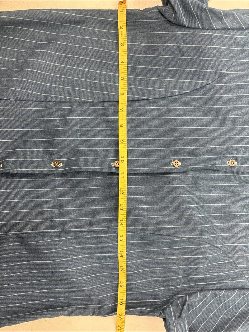 New Women’s Cowboy Threads Blue Stripe Long Sleeve Button Up Size Small KK-57