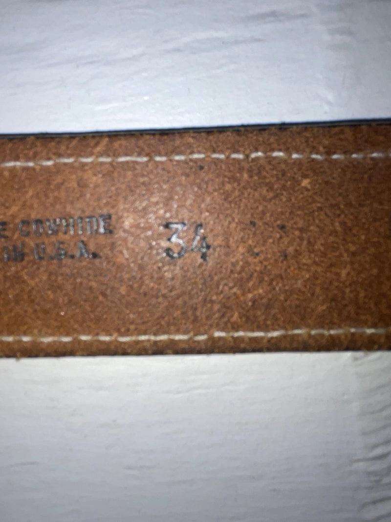 New Brown Genuine Leather Textan Colored Stripes 34” Belt #028856 Z-148