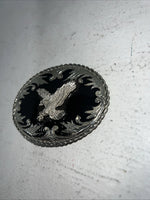 New Men Black Silver Oval Bird Belt Buckle. F-8