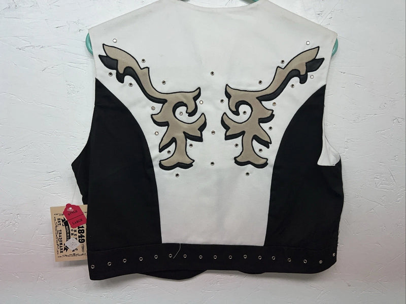 New Women’s 1849 Authentic Ranchwear White Black Show Vest Large E-604