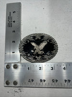 New Men Black Silver Oval Bird Belt Buckle. F-8