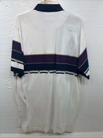 New Men’s Cumberland White Purple Design Short Sleeve Polo Short Large V-90