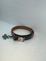 New Black Genuine Leather Wrangler Pink And Pendent 30” Belt #621000 JJ-99