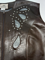 New Women’s Brown 1849 Authentic Ranchwear Leather Show Vest XL WW-53