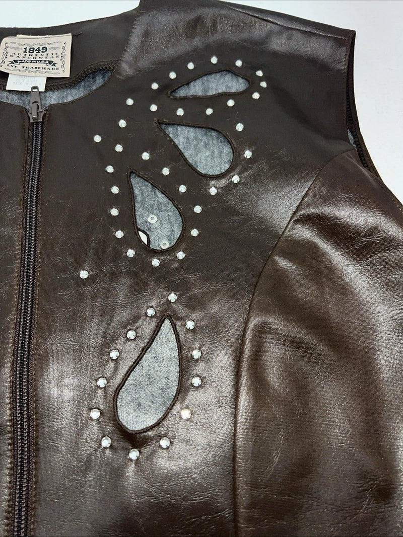 New Women’s Brown 1849 Authentic Ranchwear Leather Show Vest XL WW-53