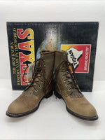 New Women’s Brown Lace Up Texas Brand Cowboy Boots. 4474 7.5 7 1/2 M. 17-102