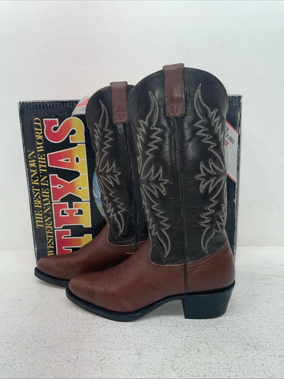 New Men’s Brown Texas Brand Cowboy Boots. 1231 7.5 7 1/2 D. 3-154
