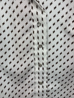 New Women’s Dickson Jenkins White Brown Long Sleeve Pearl Snap Size 30 KK-94