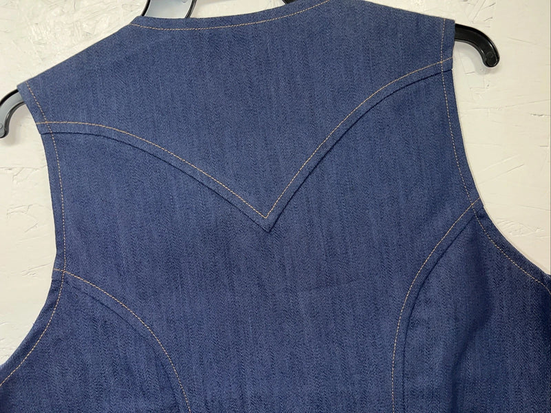 New Dickson Jenkins Blue Denim Vest Medium #7080 UU-38