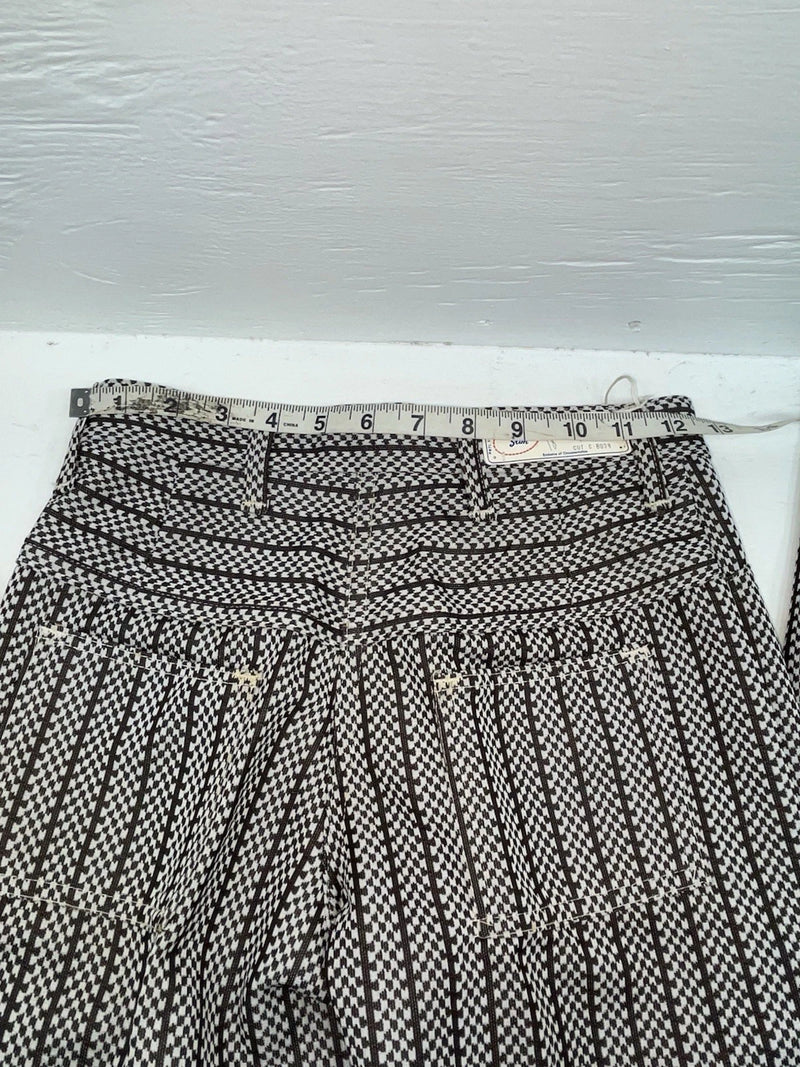 New Vintage Black And White Checkered Panhandle Slim Polyester Pants #8042 SS-71