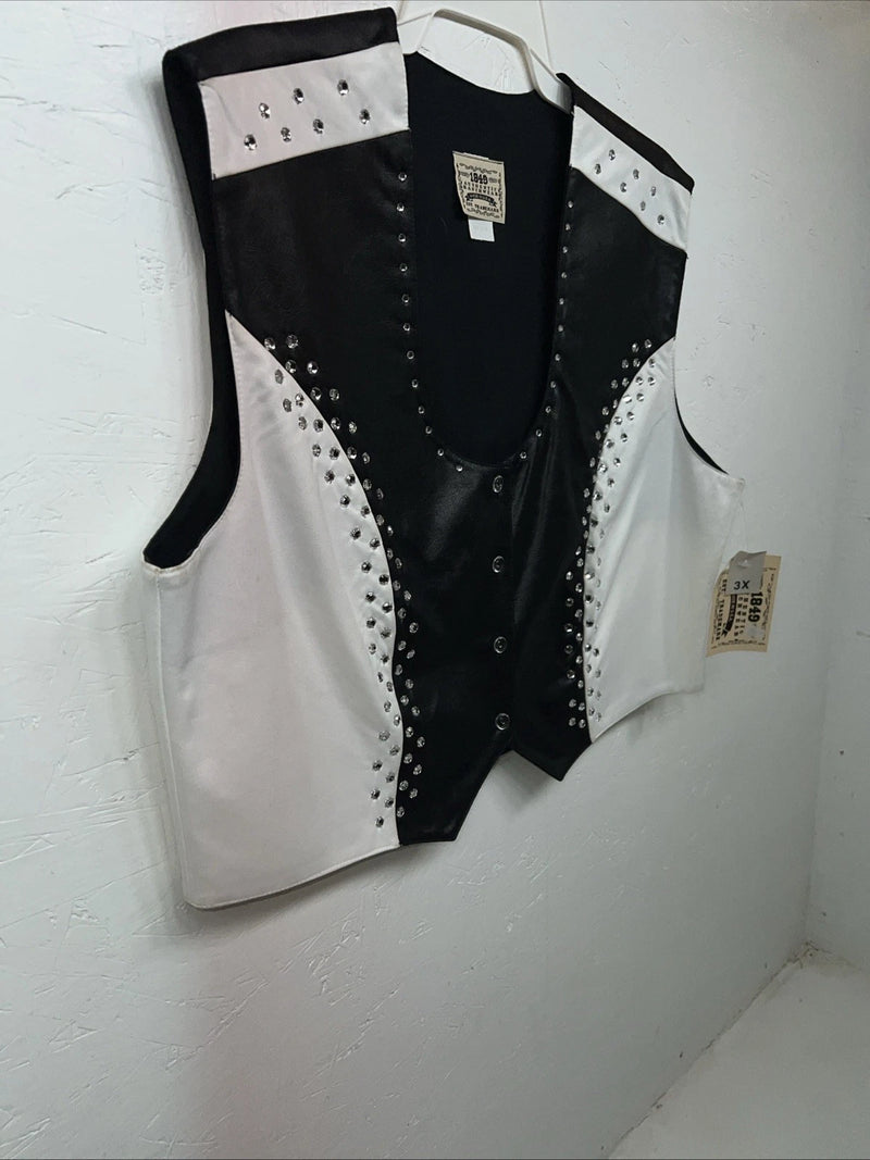 New Women’s Black White 1849 Authentic Ranchwear XXXL Show Vest WW-42
