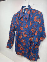 New Women’s Tem Tex Blue Orange Long Sleeve Pearl Snap Size 34 DD-151