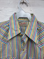 New Men’s Tem Tex Multicolor Stripe Long Sleeve Pearl Snap 14 X 33 Small M-84