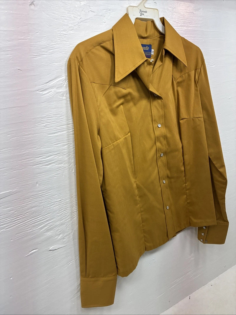 New Kids Panhandle Slim Yellow Long Sleeve Pearl Snap Large CC-75
