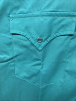 New Men’s ELY Cattleman Teal Short Sleeve Pearl Snap 16 Large X-63