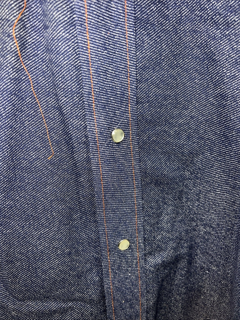 New Men’s Karman Western Wear Denim Pearl Snap Long Sleeve Shirt. 15.5x33 M I-24