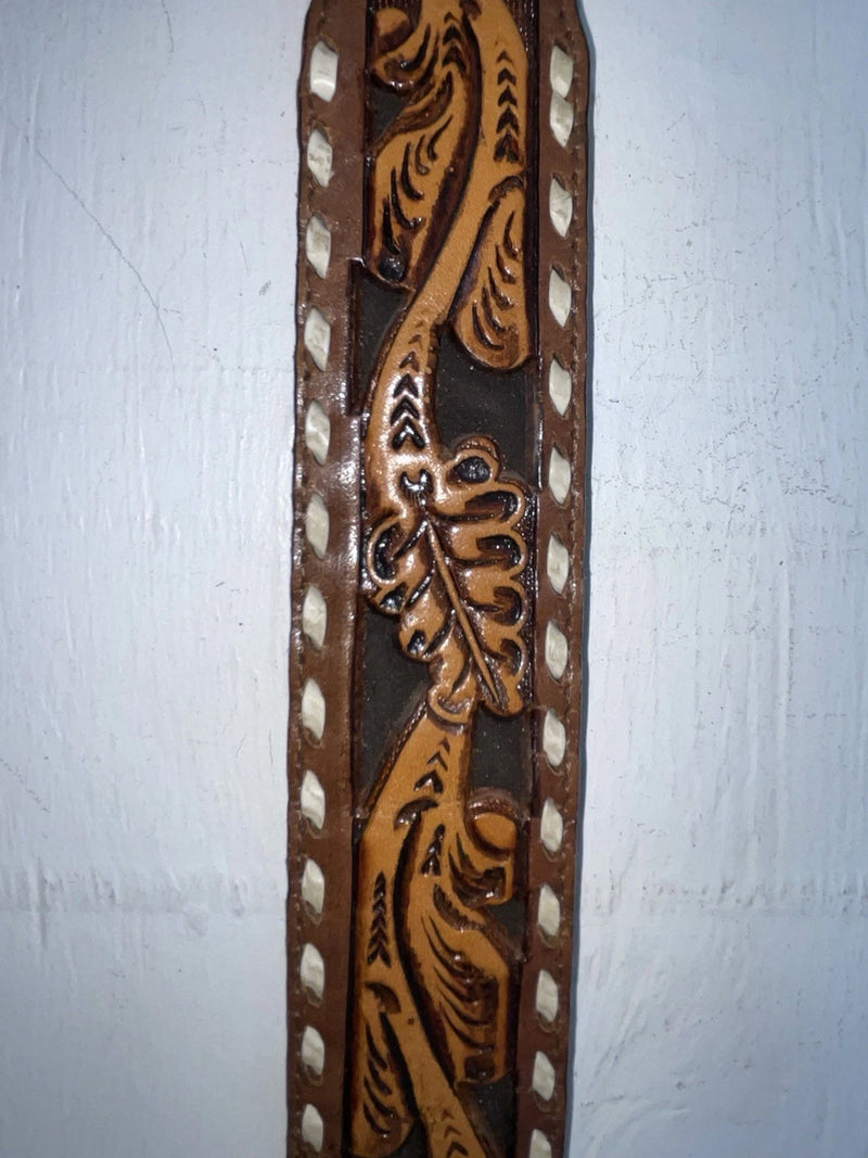New Brown Genuine Leather Longhorn Tooled 32” Belt #82827 JJ-1