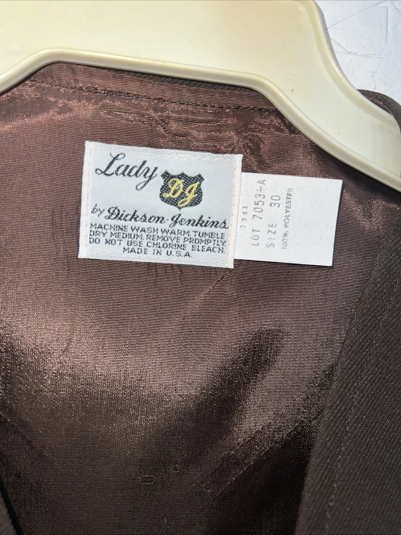 New Women’s Brown Dickson Jenkins Western Show Vest 30 #7053 E-609