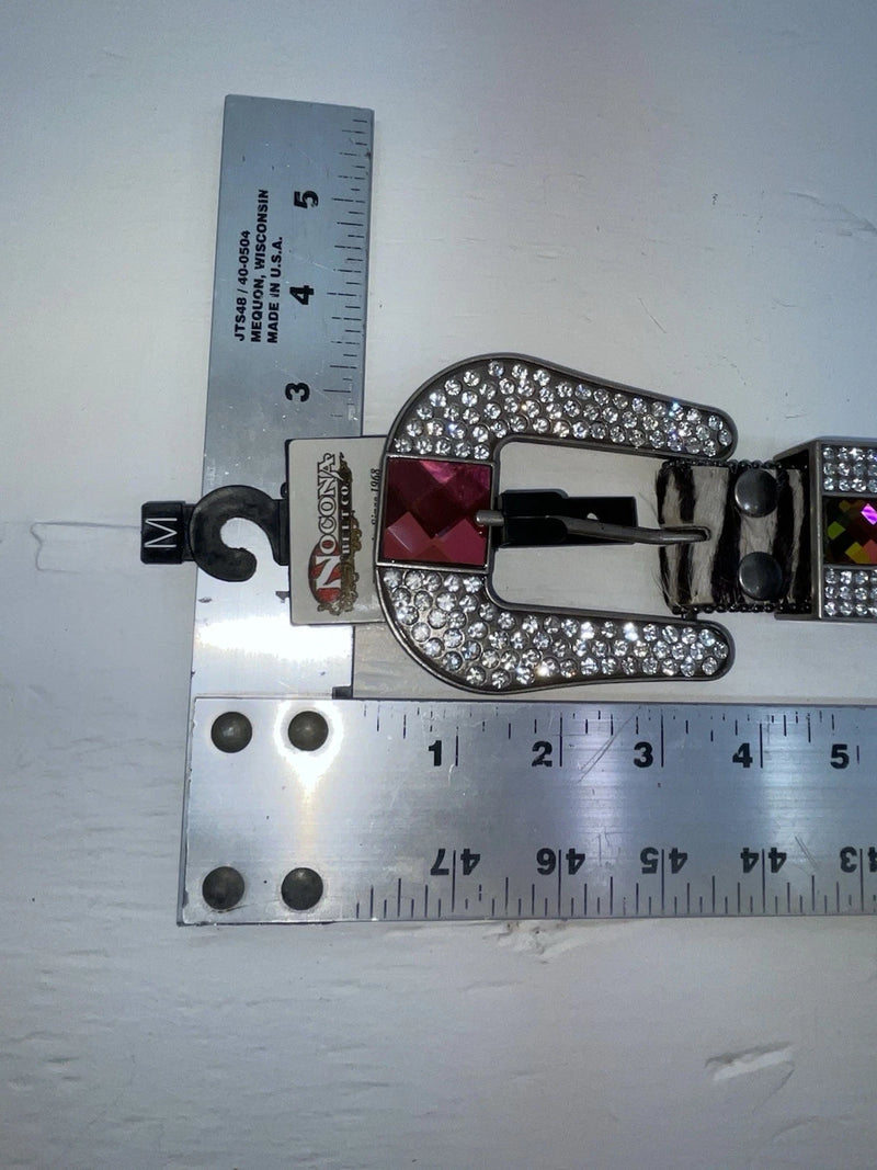 New Zebra Print Genuine Leather Nocona Bling M Belt #N1330999 Z-130